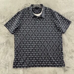Panhandle Southwestern Aztec Performance Polo Mens XL Gray Black Short Sleeve